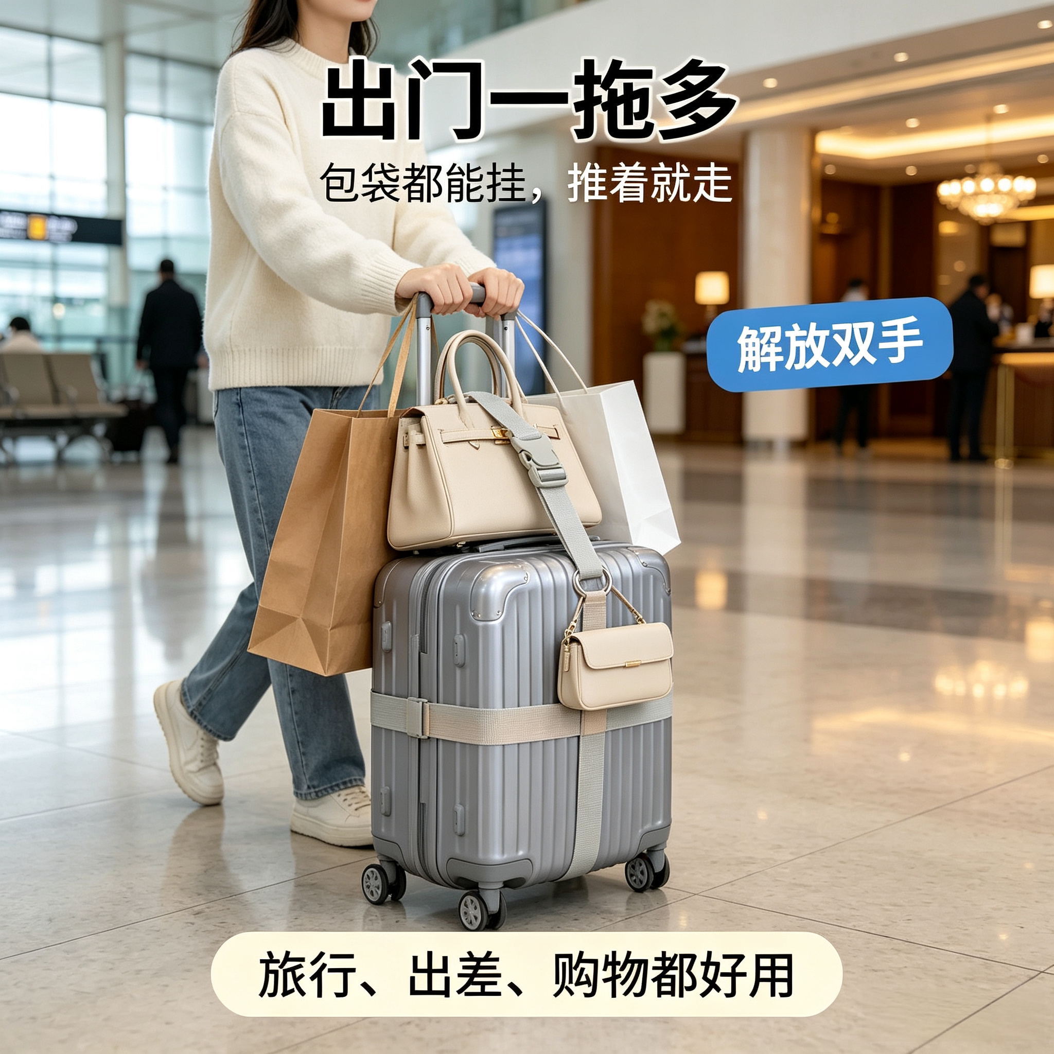 可调行李箱外置挂扣背包挂钩户外登山包挂绳旅行箱绑带出差旅游