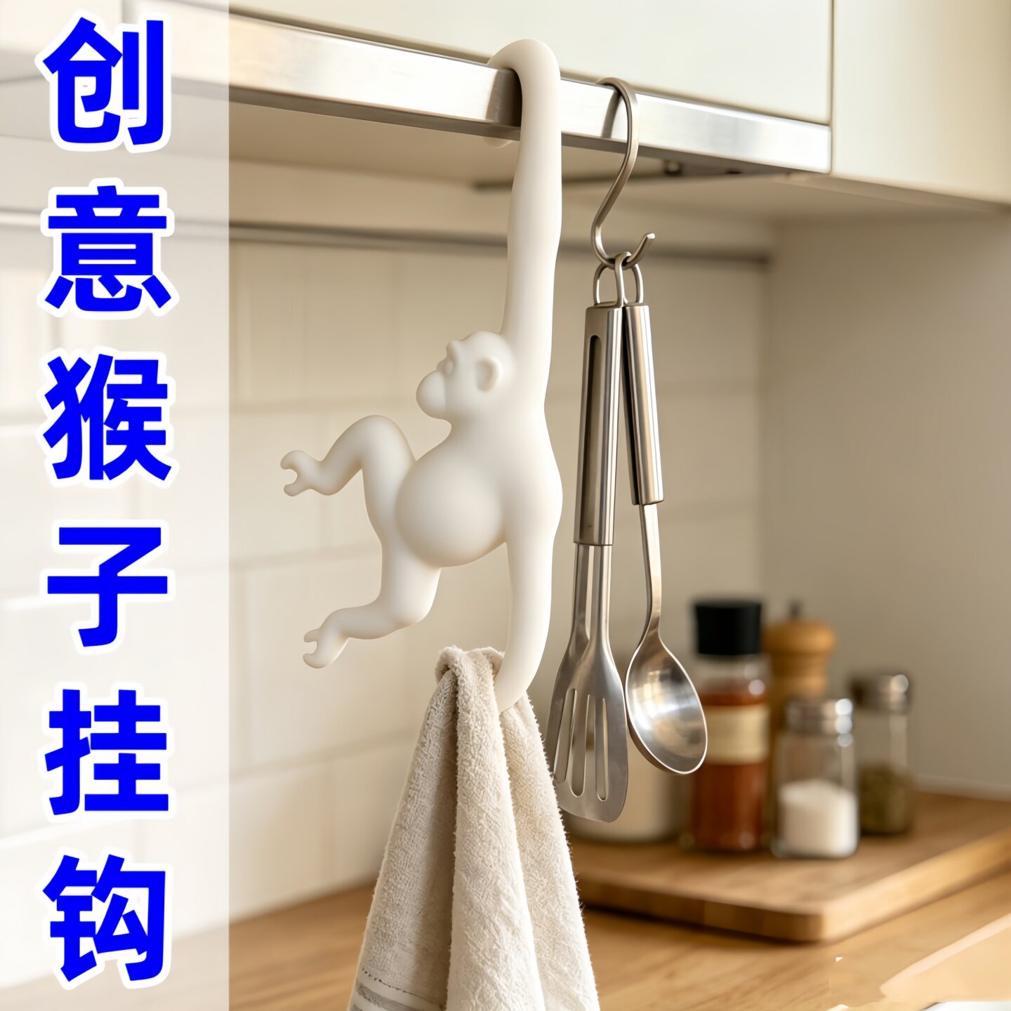 3D打印可爱猴子造型厨房挂钩挂香蕉创意收纳神器实用家居用品