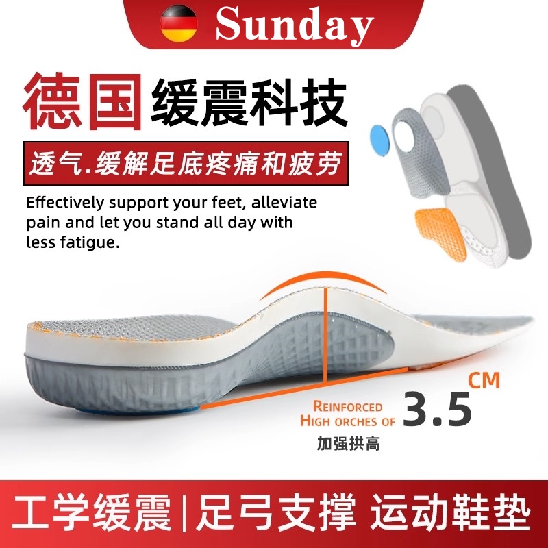 德国运动鞋垫减震TPU足弓支撑脚
