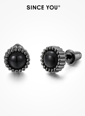 Since You黑玛瑙转运珠耳钉男小众设计高级感耳环轻奢气质耳饰女