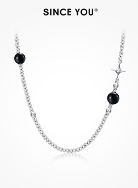 Since You超新星黑曜石项链男款拼接高级感小众设计潮酷锁骨链女