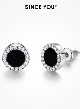 Since You黑钻耳钉男纯银痞帅独特耳环小众潮酷磁吸无耳洞耳饰女