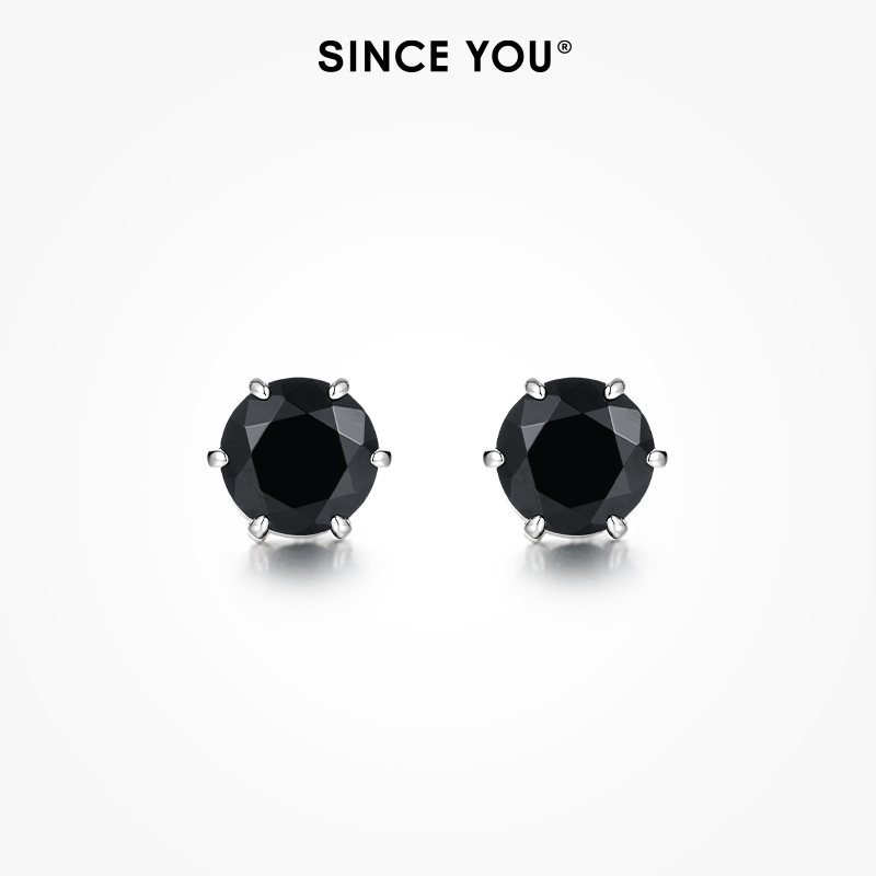 SinceYou进口D色莫桑石耳钉14K