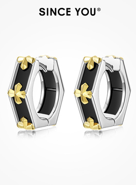 Since You黑金十字架耳环男士暗黑复古高级感耳钉潮酷时尚耳饰女