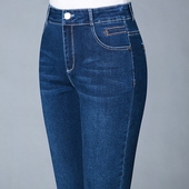 弹力高腰中老年女裤 中年妈妈休闲裤 宽松 女春秋2026新款 直筒牛仔裤