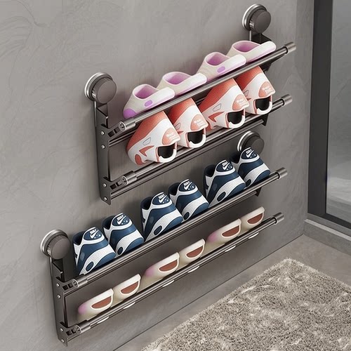 浴室拖鞋架壁挂式吸盘免打孔家用卫生间收纳门上墙上磁吸门后鞋架