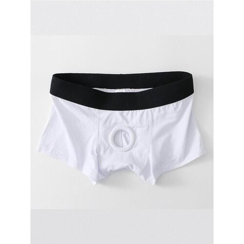 纯棉内裤男士平角裤内置硅胶套环放便免脱带洞分离式1号短裤