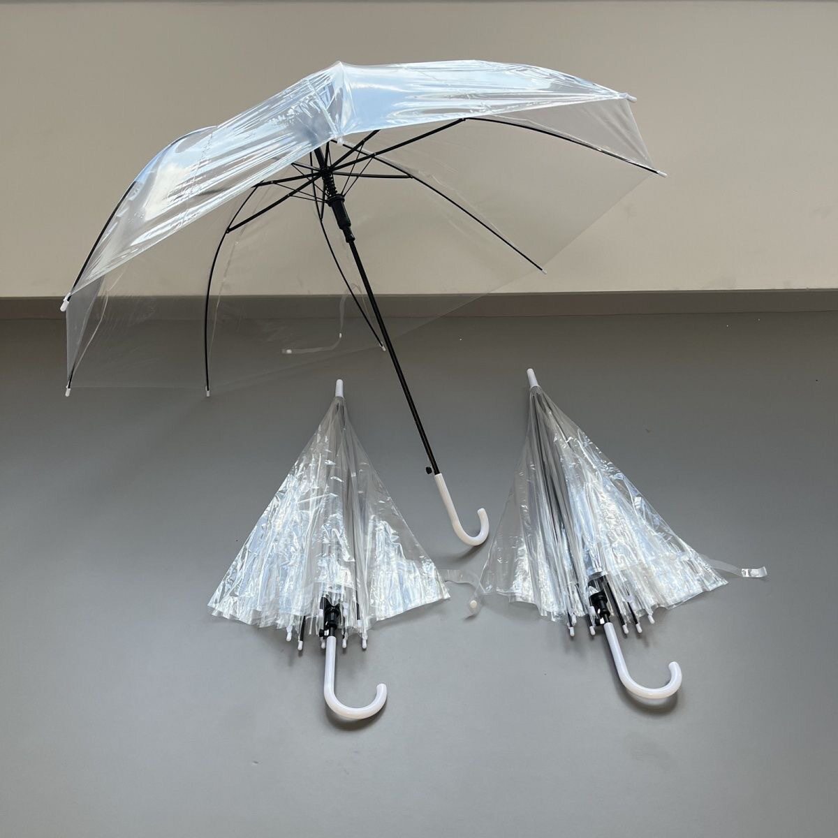 厂家直销磨砂圆点彩色透明雨伞
