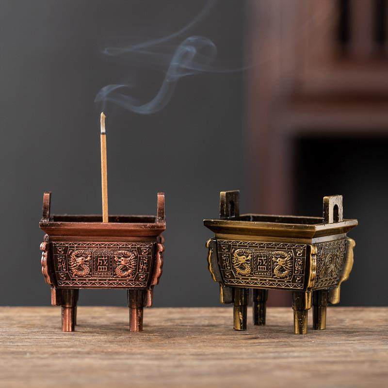 铜鼎摆件合金鼎盛千秋香炉鼎家用长方形香炉烟灰缸鼎铜香炉四方