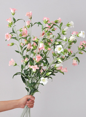 高品质风铃草仿真花植绒假花白紫色清新花材设计师花艺家居软装