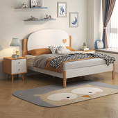 儿童实木床男女孩家用卡通白色1.5米全榉木单人床卧室1.2公主床