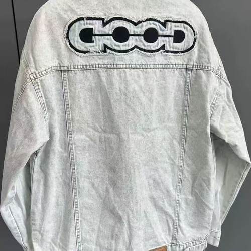 轻奢GOOD网红同款刺绣牛仔外套男女百搭水洗做旧宽松翻领夹克上衣