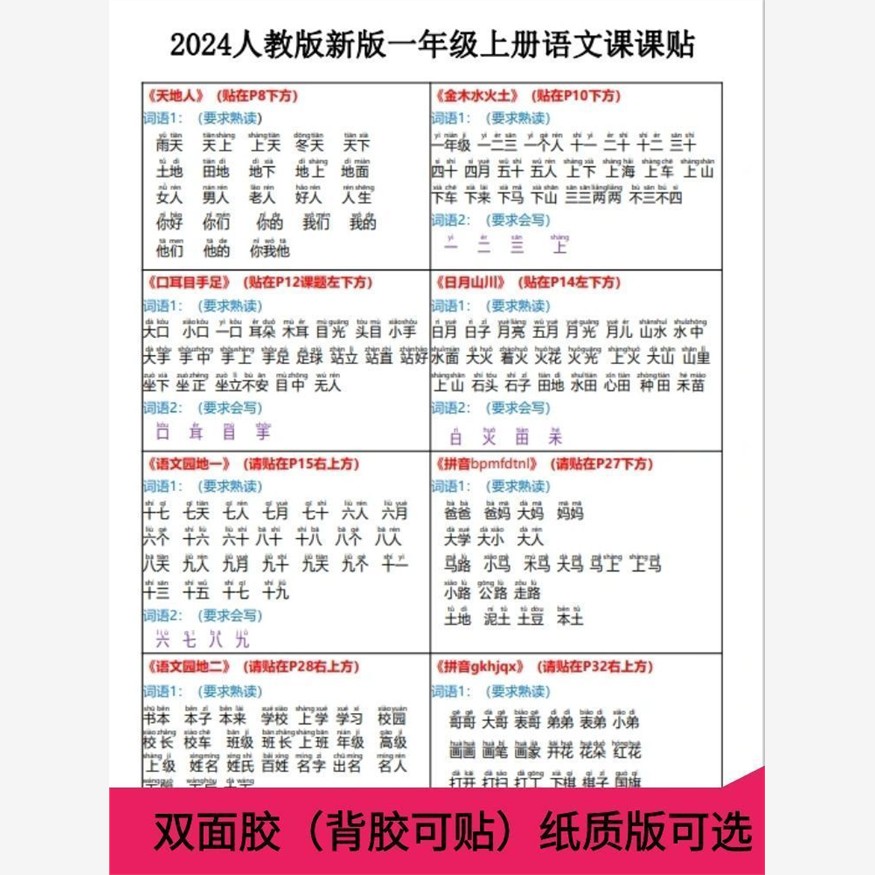 一年级语文上册课课贴生