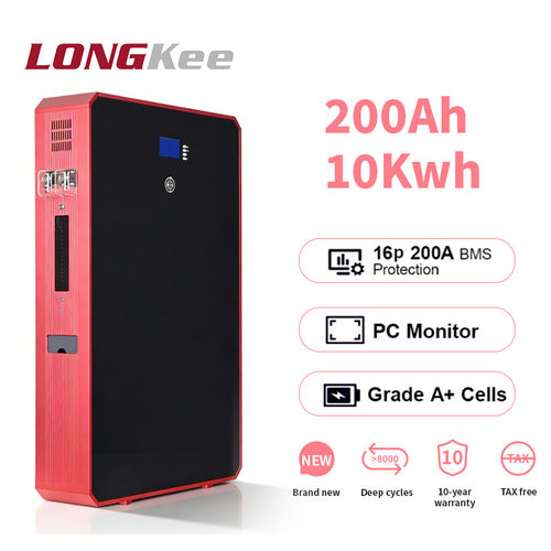 10kW 家用储能系统壁挂式磷酸铁锂太阳能电池 51.2V 48V 200Ah