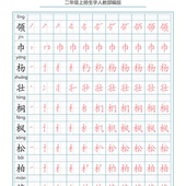 二年级上册小学语文课本同步字帖笔顺描红练字专用A4彩印成长预习