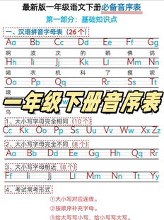 一年级下册语文音序表音序题型练习汉语拼音字母知识点小学练习