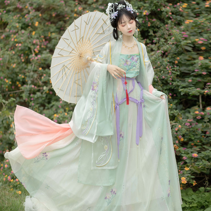 慕晴瑶原创唐制紫色汉服女诃子裙忆春重工仙气大袖衫款套装