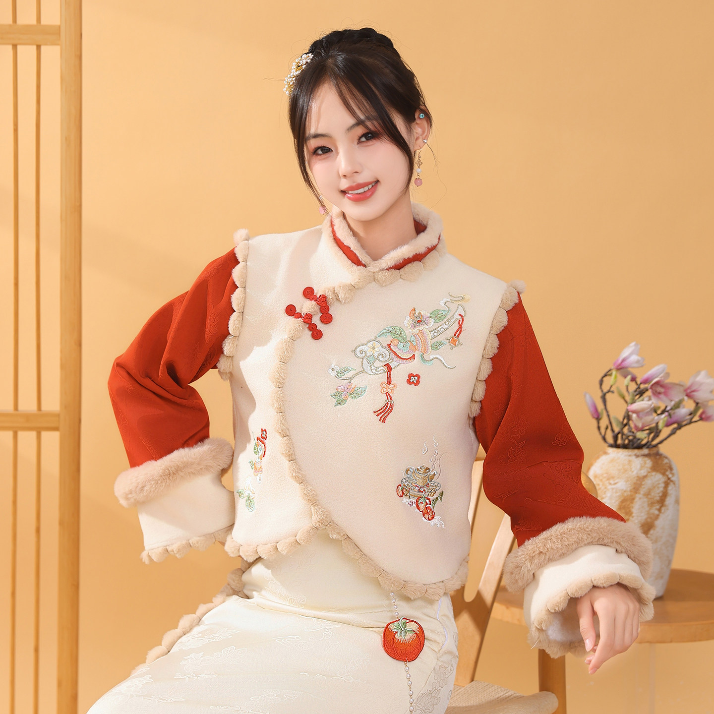 新中式汉服玉如意套装女秋冬加绒加厚刺绣盘扣拜年服国风女装,女装/女士精品,汉服套装,淘宝优惠券,粉丝福利购,淘宝优惠卷