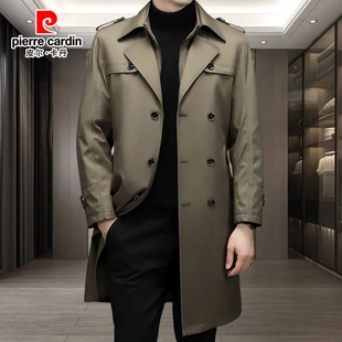 皮尔卡丹潮流男士可拆卸羊毛内胆长款风衣秋冬季保暖休闲商务外套