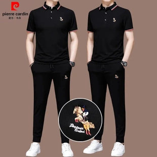 POLO衫 夏季 冰丝短袖 长裤 高端男士 皮尔卡丹正品 桑蚕丝休闲运动套装