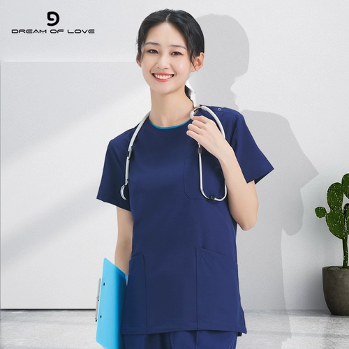 Эластичная быстросохнущая униформа медсестры, комбинезон, круглый воротник