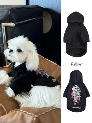 狗狗衣服2025新款黑色克罗心秋冬加绒马尔济斯泰迪小型犬宠物卫衣