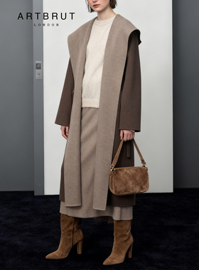 artbrut羊毛定制双色双面大帽子宽松大衣慵懒高级大衣