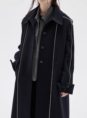 ARTBRUT高密肌理羊毛大衣 宽肩廓形毛呢外套女冬假两件设计感小众