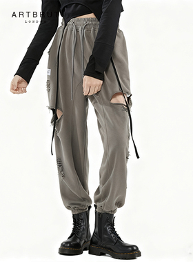 ARTBRUT高腰破洞束脚卫裤女夏 欧美高街宽松休闲运动裤国潮小个子