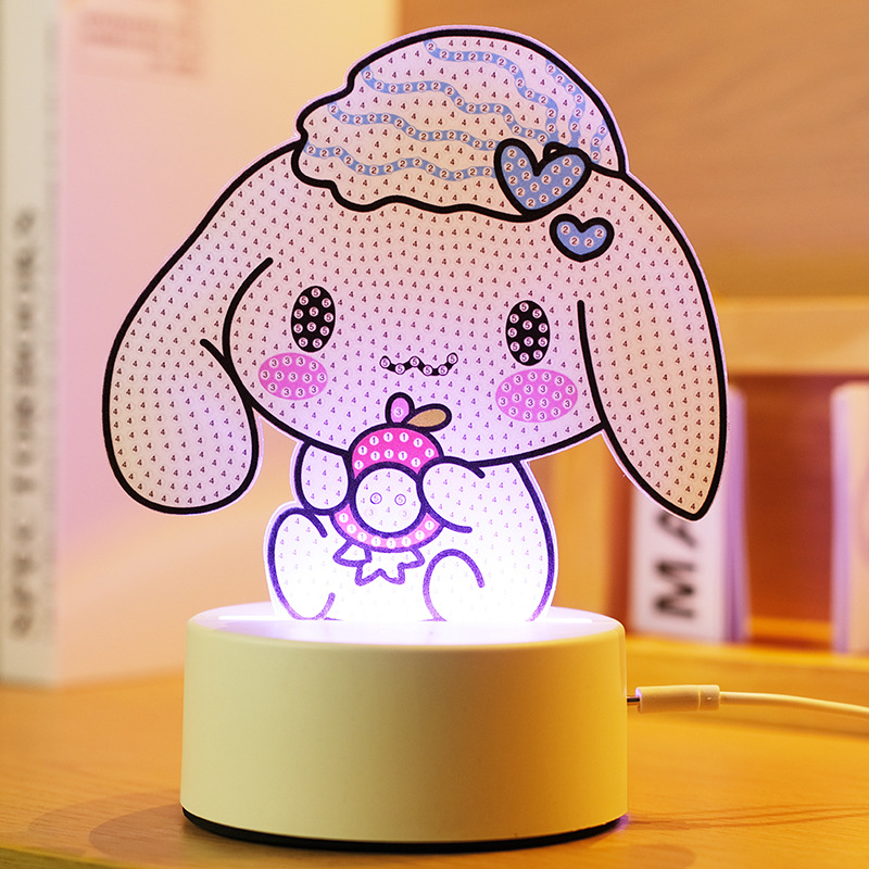 玉桂狗感应小夜灯少儿手工DIY钻石画益智玩具闺蜜 大耳狗生日礼物