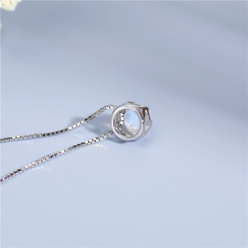 Sterling Silver Moonstone Necklace S925 Crystal Pendant - Taobao product photo 2