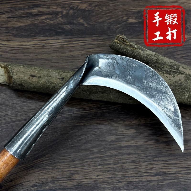 云南手工锰钢锻打镰刀割草劈柴农用砍树除草神器弯刀户外开山钓鱼
