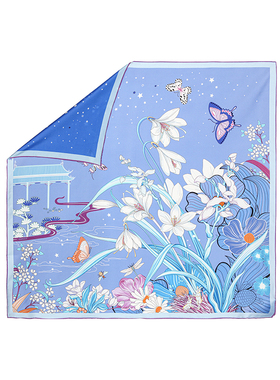 【皇锦】真丝双面印花丝巾桑蚕丝方巾新中式配饰-紫禁之夜HL31071