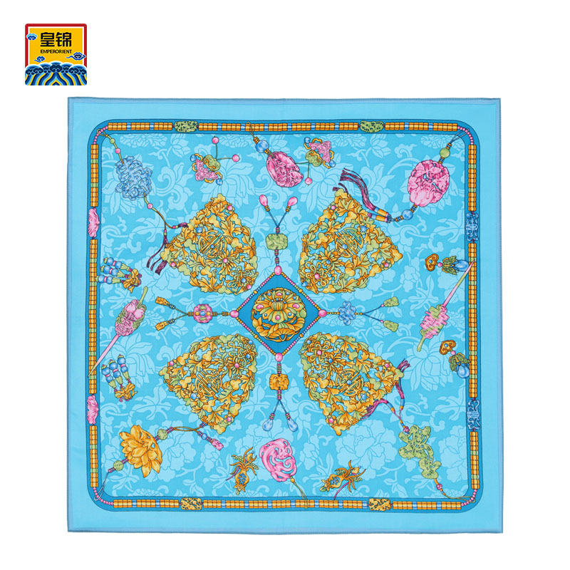 皇锦真丝围巾印花真丝方巾-珠光宝气HL31064