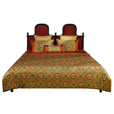 印花被套皇锦被套三件套桑蚕丝