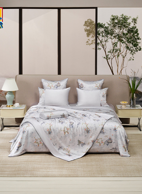 皇锦真丝印花双人蚕丝被套床单四件套床品-海屋添筹HJ11815