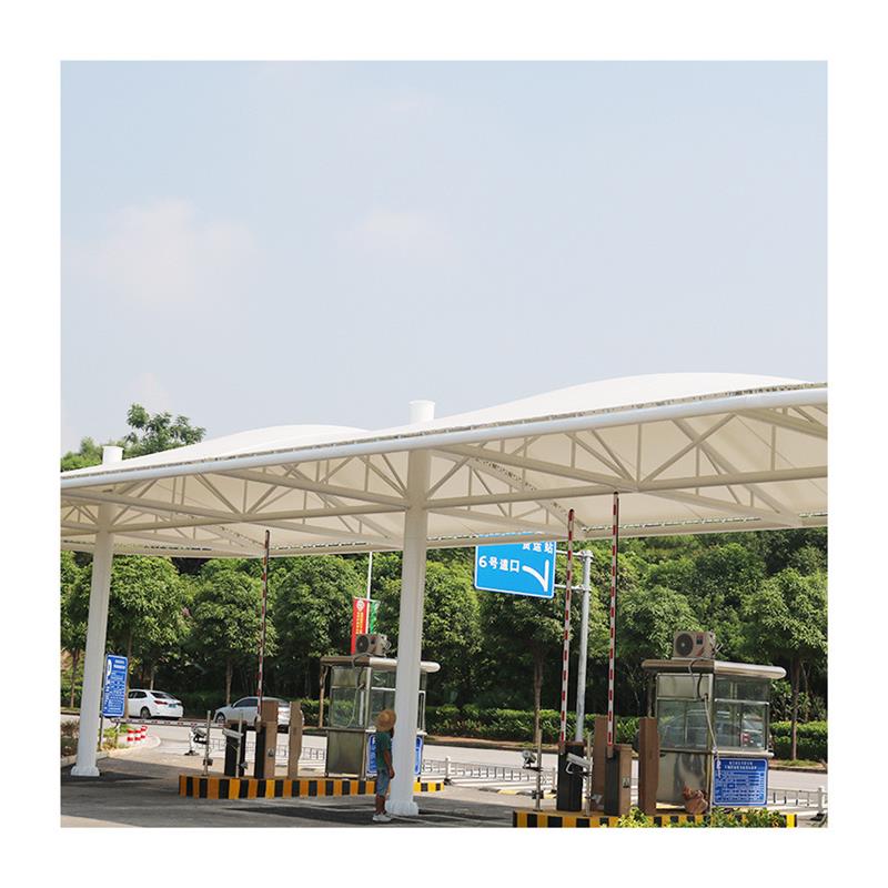 库南宁机场停车场入口遮阳钢膜结构 高速路钢膜结构遮阳棚工程厂