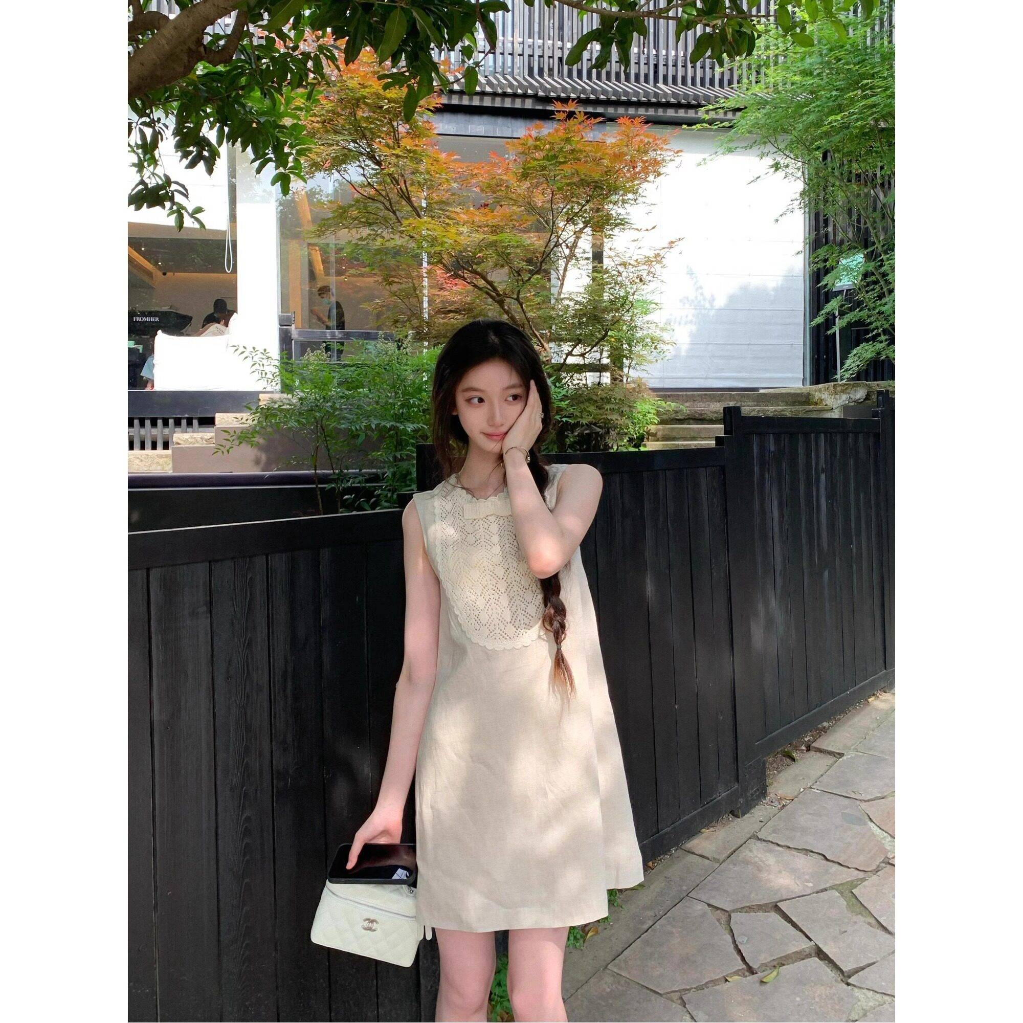 法式富家千金老钱风背心裙女夏季