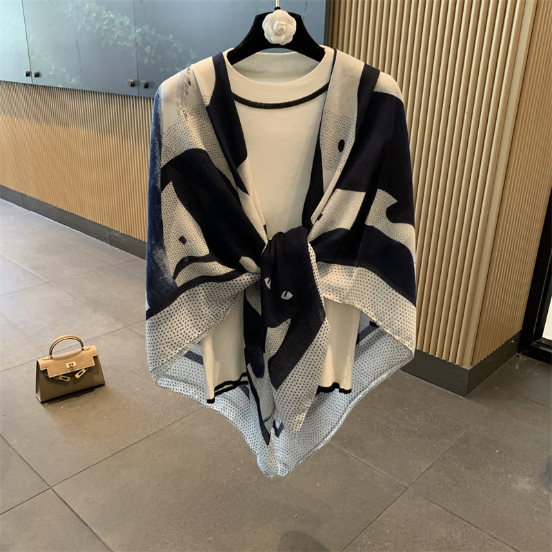 夏季丝巾防晒薄围巾女韩版黑披巾