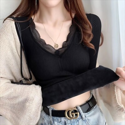 女士加绒发热保暖内衣带胸垫