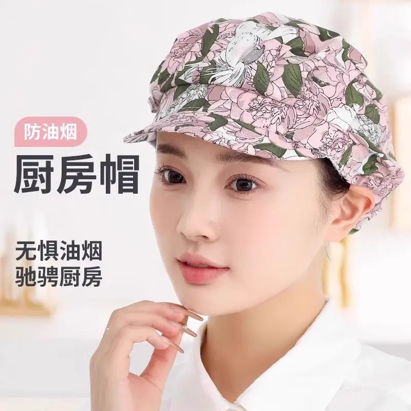韩版厨师帽女厨房家用做饭炒菜防油烟防掉发卫生帽车间防尘帽纯棉