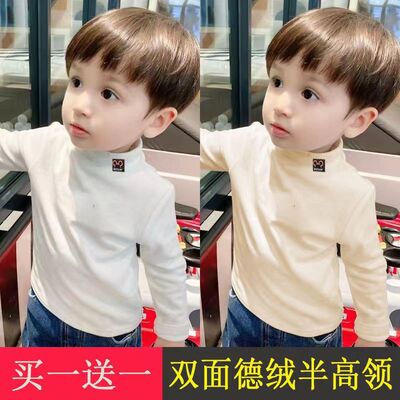 儿童德绒半高领打底衫秋冬装