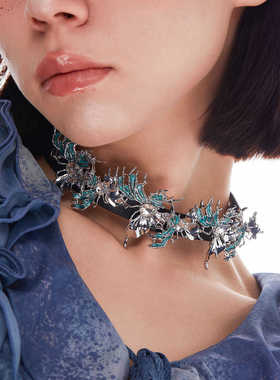 choker蓝蝶复古简约颈链QWEENIX