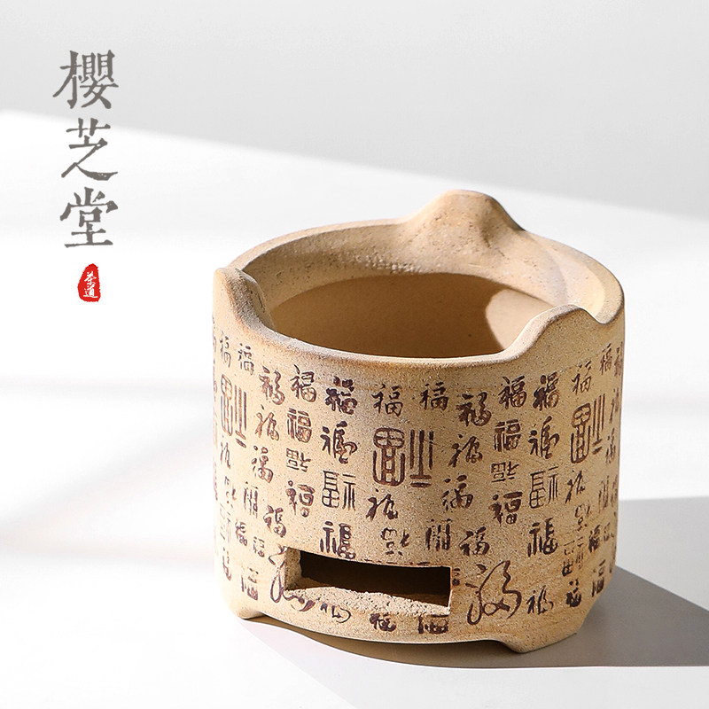 烧茶炉炭火 老式复古炭炉取暖木碳风炉煮茶老火钵 手工粗陶陶泥炉