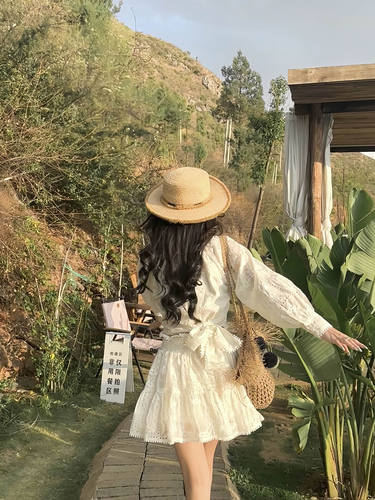 约会裙女装新款小个子裙子绝美初恋裙蕾丝两件套套装裙