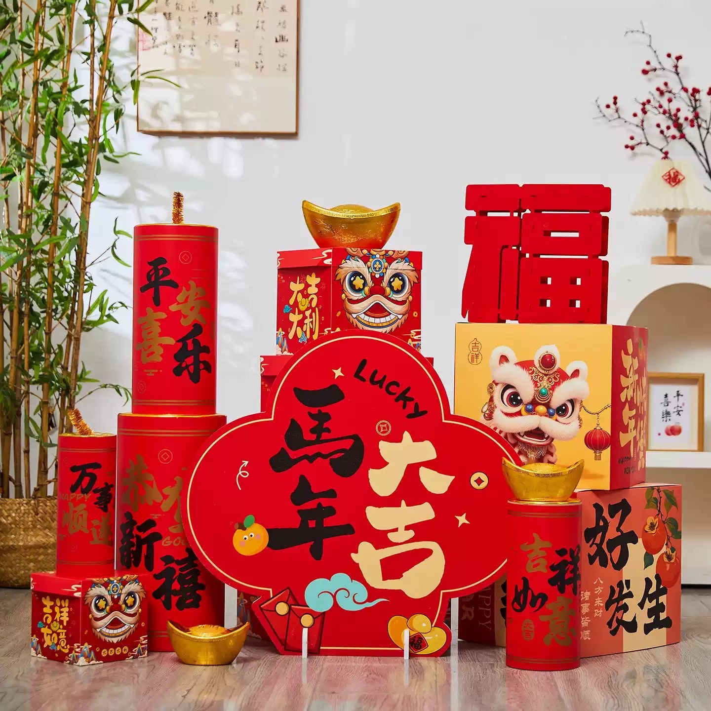 2026元旦新年鞭炮礼盒摆件