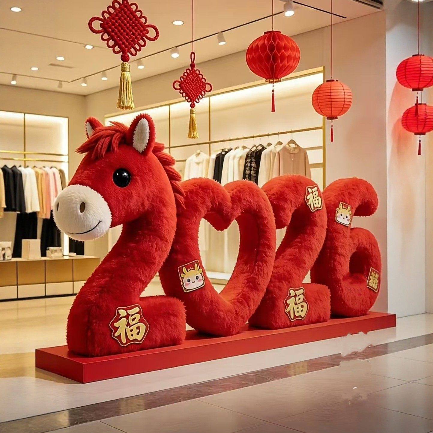 2026新年迎春竹毛绒美陈酒店大厅装饰品数字摆件春节商场橱窗布置,节庆用品/礼品,装扮布置套餐,淘宝优惠券,粉丝福利购,淘宝优惠卷