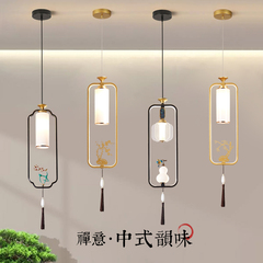 新中式小吊灯单头餐厅卧室床头吊灯中国风简约禅意吧台走廊吊线灯