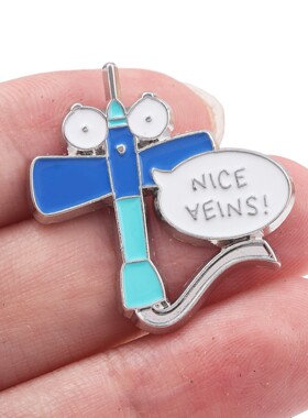 静脉注射器卡通胸针 NICE VEINS创意几何徽章