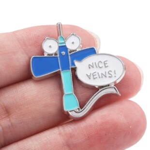 静脉注射器卡通胸针 NICE VEINS创意几何徽章